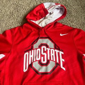 Nike Therma Fit Hoodie Sweatshirt Ohio State Buckeyes Medium Red OSU